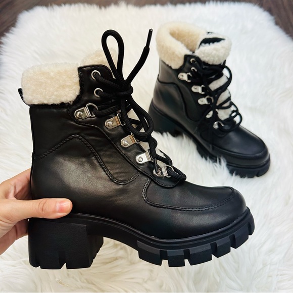 Black leather teddy fur boot - Picture 6 of 7